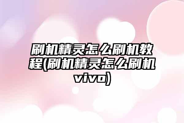 刷机精灵怎么刷机教程(刷机精灵怎么刷机vivo)