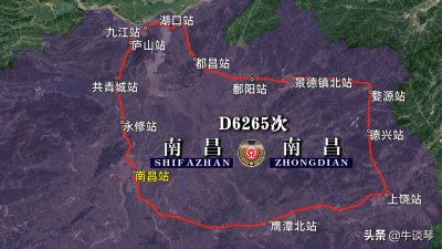 ​D6265次列车运行线路图：南昌至南昌环形动车，全程682公里